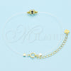 Sterling Silver Fancy Bracelet, with White Cubic Zirconia, Polished, Golden Finish, 03.369.0012.1.07 (01 MM Thickness, 7 Inches Length)