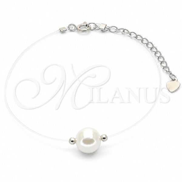 Sterling Silver Bracelet — Fancy Bracelet with Ivory Pearl Polished 03. 01 — main product view — SKU 131170 | Plata 925 brazalete — elegante Bracelet with Ivory Pearl pulido 03. 01 — SKU 131170