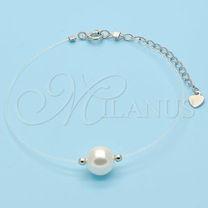Sterling Silver Bracelet — Fancy Bracelet with Ivory Pearl Polished 03. 01 — main product view — SKU 131170 | Plata 925 brazalete — elegante Bracelet with Ivory Pearl pulido 03. 01 — SKU 131170
