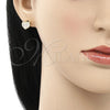 Sterling Silver Stud Earring, Heart Design, with White Micro Pave, Polished, Golden Finish, 02.369.0001.2