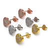 Sterling Silver Stud Earring, Heart Design, with White Micro Pave, Polished, Golden Finish, 02.369.0001.2