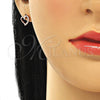 Sterling Silver Stud Earring, Heart Design, with White Micro Pave, Polished, Rose Gold Finish, 02.369.0003.1