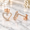 Sterling Silver Stud Earring, Heart Design, with White Micro Pave, Polished, Rose Gold Finish, 02.369.0003.1