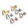 Sterling Silver Stud Earring, Heart Design, with White Micro Pave, Polished, Rose Gold Finish, 02.369.0003.1