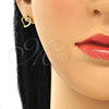 Sterling Silver Stud Earring, Heart Design, with White Micro Pave, Polished, Golden Finish, 02.369.0003.2