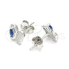 Sterling Silver Stud Earring, Butterfly Design, with Sapphire Blue Cubic Zirconia and White Micro Pave, Polished, Rhodium Finish, 02.369.0007.3