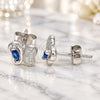 Sterling Silver Stud Earring, Butterfly Design, with Sapphire Blue Cubic Zirconia and White Micro Pave, Polished, Rhodium Finish, 02.369.0007.3