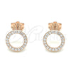 Sterling Silver Stud Earring, with White Cubic Zirconia, Polished, Rose Gold Finish, 02.369.0012.1