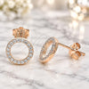 Sterling Silver Stud Earring, with White Cubic Zirconia, Polished, Rose Gold Finish, 02.369.0012.1