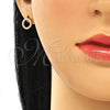 Sterling Silver Stud Earring, with White Cubic Zirconia, Polished, Golden Finish, 02.369.0012.2
