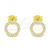 Sterling Silver Stud Earring, with White Cubic Zirconia, Polished, Golden Finish, 02.369.0012.2