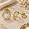 Sterling Silver Stud Earring, with White Cubic Zirconia, Polished, Golden Finish, 02.369.0012.2