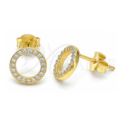 Sterling Silver Stud Earring, with White Cubic Zirconia, Polished, Golden Finish, 02.369.0012.2