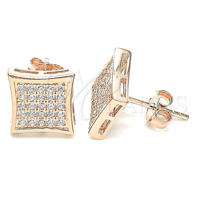 Sterling Silver Stud Earring, with White Cubic Zirconia, Polished, Rose Gold Finish, 02.369.0013.1