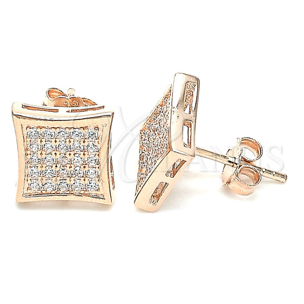 Sterling Silver Stud Earring, with White Cubic Zirconia, Polished, Rose Gold Finish, 02.369.0013.1