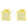 Sterling Silver Stud Earring, with White Micro Pave, Polished, Golden Finish, 02.369.0013.2