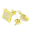 Sterling Silver Stud Earring, with White Micro Pave, Polished, Golden Finish, 02.369.0013.2