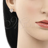 Sterling Silver Stud Earring, Heart Design, with White Micro Pave, Polished, Rose Gold Finish, 02.369.0014.1