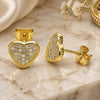 Sterling Silver Stud Earring, Heart Design, with White Micro Pave, Polished, Golden Finish, 02.369.0014.2
