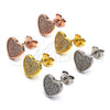 Sterling Silver Stud Earring, Heart Design, with White Micro Pave, Polished, Golden Finish, 02.369.0014.2