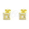 Sterling Silver Stud Earring, with White Cubic Zirconia and White Crystal, Polished, Golden Finish, 02.369.0015.2