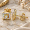Sterling Silver Stud Earring, with White Cubic Zirconia and White Crystal, Polished, Golden Finish, 02.369.0015.2