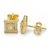Sterling Silver Stud Earring, with White Cubic Zirconia and White Crystal, Polished, Golden Finish, 02.369.0015.2