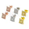 Sterling Silver Stud Earring, with White Cubic Zirconia and White Crystal, Polished, Golden Finish, 02.369.0015.2