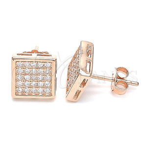 Sterling Silver Ring — Stud Earring with White Micro Pave Polished Rose — main product view — SKU 131188 | Plata 925 anillo — Stud Earring with blanco Micro Pave pulido Rose — SKU 131188
