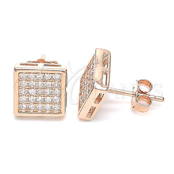 Sterling Silver Stud Earring, with White Micro Pave, Polished, Rose Gold Finish, 02.369.0016.1