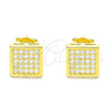 Sterling Silver Stud Earring, with White Micro Pave, Polished, Golden Finish, 02.369.0016.2