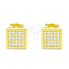 Sterling Silver Stud Earring, with White Micro Pave, Polished, Golden Finish, 02.369.0016.2