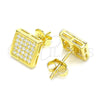 Sterling Silver Stud Earring, with White Micro Pave, Polished, Golden Finish, 02.369.0016.2