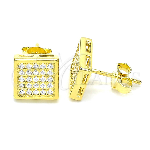 Sterling Silver Stud Earring, with White Micro Pave, Polished, Golden Finish, 02.369.0016.2