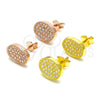 Sterling Silver Stud Earring, with White Cubic Zirconia, Polished, Rose Gold Finish, 02.369.0018.1