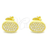 Sterling Silver Stud Earring, with White Cubic Zirconia, Polished, Golden Finish, 02.369.0018.2
