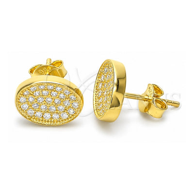 Sterling Silver Stud Earring, with White Cubic Zirconia, Polished, Golden Finish, 02.369.0018.2