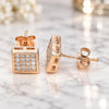 Sterling Silver Stud Earring, with White Cubic Zirconia, Polished, Rose Gold Finish, 02.369.0020.1