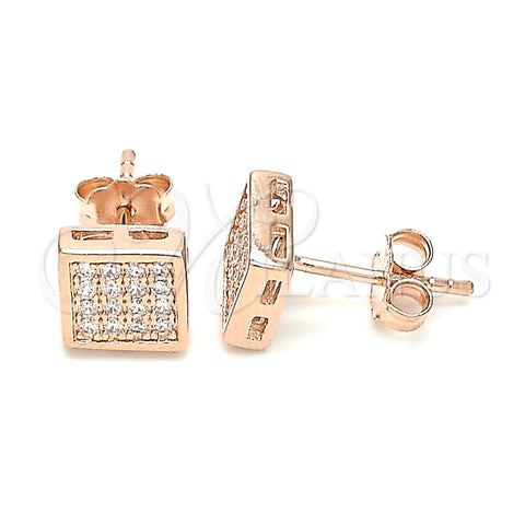 Sterling Silver Stud Earring, with White Cubic Zirconia, Polished, Rose Gold Finish, 02.369.0020.1
