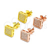 Sterling Silver Stud Earring, with White Cubic Zirconia, Polished, Rose Gold Finish, 02.369.0020.1