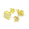 Sterling Silver Stud Earring, with White Micro Pave, Polished, Golden Finish, 02.369.0020.2
