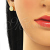 Sterling Silver Stud Earring, with White Micro Pave, Polished, Golden Finish, 02.369.0021.2