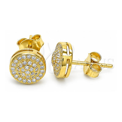 Sterling Silver Stud Earring, with White Micro Pave, Polished, Golden Finish, 02.369.0021.2