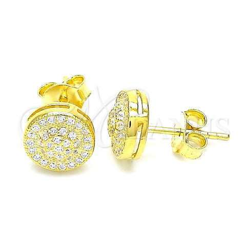 Sterling Silver Stud Earring, with White Micro Pave, Polished, Golden Finish, 02.369.0021.2
