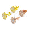 Sterling Silver Stud Earring, with White Micro Pave, Polished, Golden Finish, 02.369.0021.2