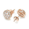 Sterling Silver Stud Earring, Flower Design, with White Cubic Zirconia and White Micro Pave, Polished, Rose Gold Finish, 02.369.0024.1