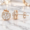 Sterling Silver Stud Earring, Flower Design, with White Cubic Zirconia and White Micro Pave, Polished, Rose Gold Finish, 02.369.0024.1