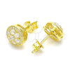Sterling Silver Stud Earring, Flower Design, with White Cubic Zirconia and White Micro Pave, Polished, Golden Finish, 02.369.0024.2