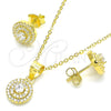 Sterling Silver Earring and Pendant Adult Set, with White Cubic Zirconia and White Crystal, Polished, Golden Finish, 10.369.0001.2