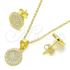 Sterling Silver Earring and Pendant Adult Set, with White Cubic Zirconia and White Crystal, Polished, Golden Finish, 10.369.0002.2